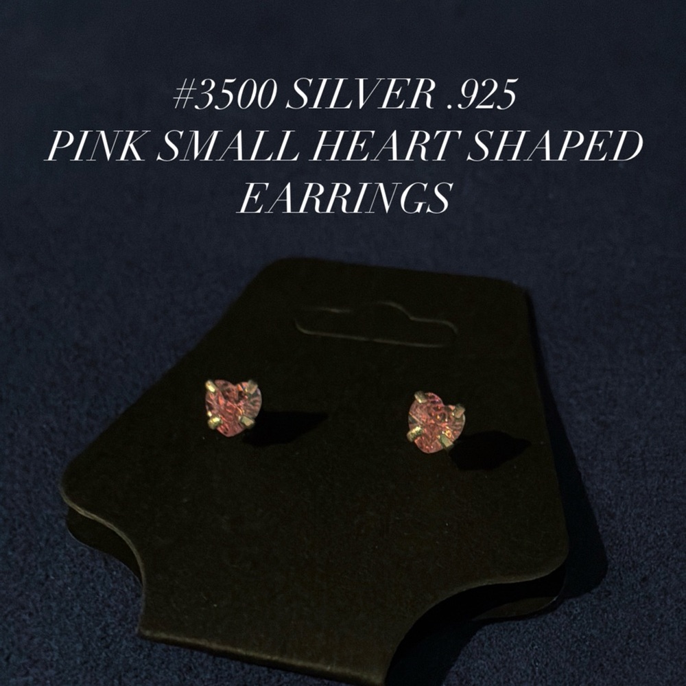 Silver Pink Heart Earrings